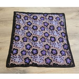 Vintage Color Fast Bandana Flowers Print 20" Purple Black